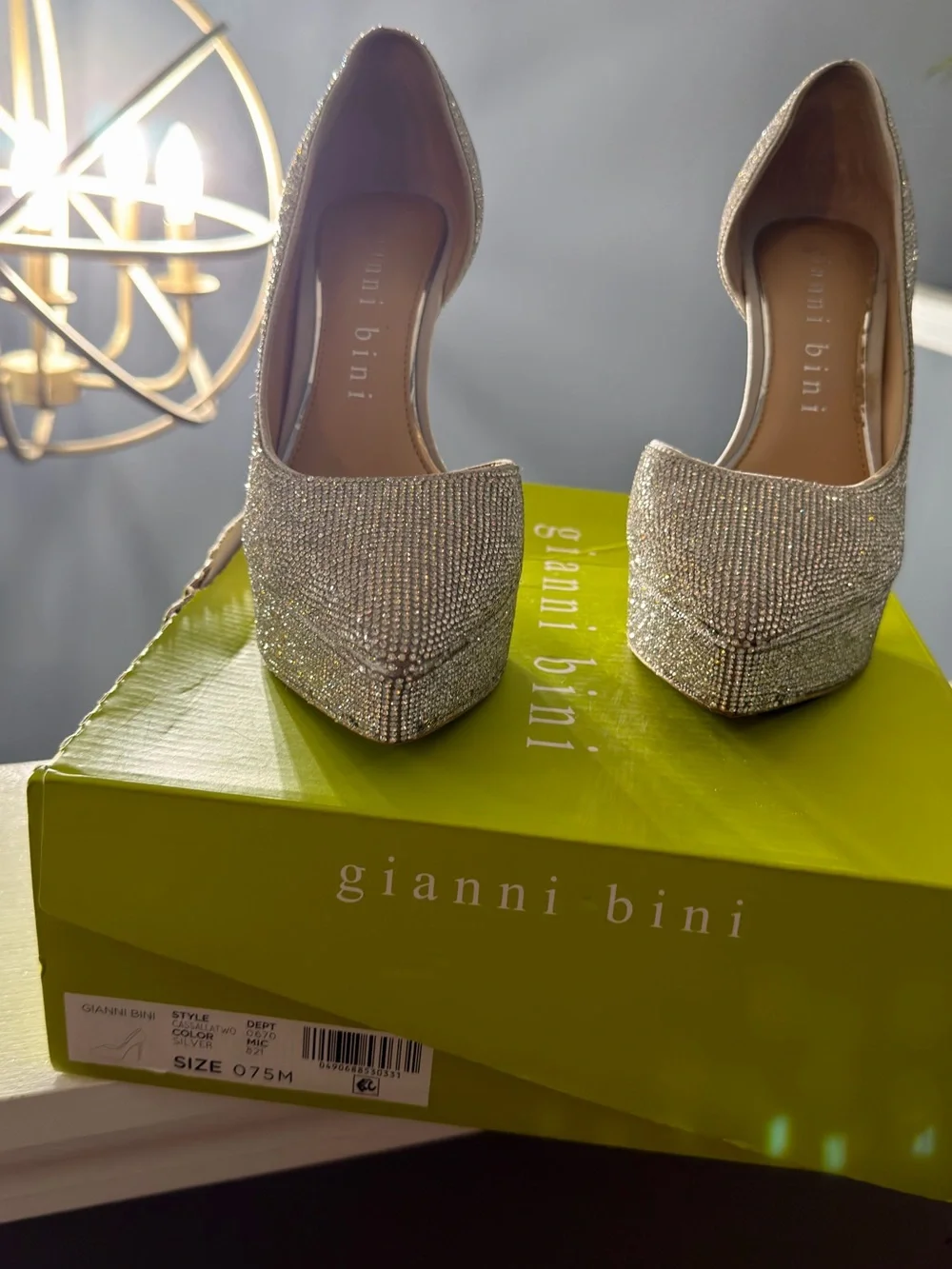 Gianni Bini Silver Crystal Platform Pumps